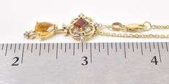 Stunningly Beautiful 14K Yellow Gold Necklace and Earrings Jewelry Set with Red garnet, Citrine, and