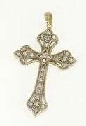 14K White Gold Diamond Elaborate Cross Christian Pendant