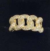 GORGEOUS 14K YELLOW GOLD CUBAN LINK MEN’S DIAMOND RING
