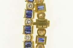 14K Yellow Gold 11.00 Ctw Natural Sapphire Diamond Vintage Bracelet