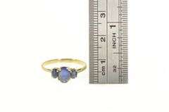14K Yellow Gold Three Stone Natural Sapphire Engagement Ring