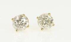14K Yellow Gold 1.75 Ctw Diamond Solitaire Classic Stud Earrings