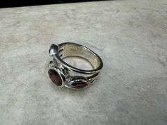 Sterling Silver Gemstone Natural Garnet Ring Size 6