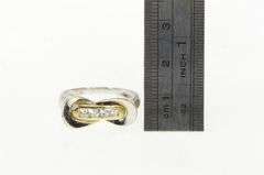 14K White Gold 0.28 Ctw Diamond Geometric Curvy Infinity Ring