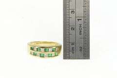 14K Yellow Gold 1.70 Ctw Princess Diamond Emerald Wedding Ring