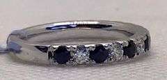 STUNNING AND ELEGANT 14K WHITE GOLD SAPPHIRE AND DIAMOND BAND