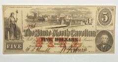 $5 1863 State of North Carolina Unc Note