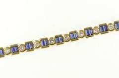 14K Yellow Gold 11.00 Ctw Natural Sapphire Diamond Vintage Bracelet