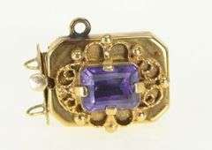 14K Yellow Gold Emerald Cut Amethyst Slide Bracelet Clasp