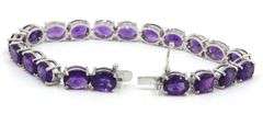 925 Sterling silver oval amethyst link bracelet