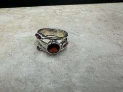 Sterling Silver Gemstone Natural Garnet Ring Size 6