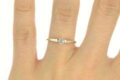 14K Yellow Gold 0.55 Ctw Diamond VVS Baguette Engagement Ring