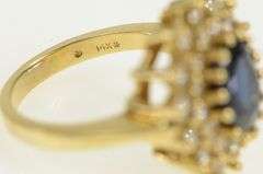 14K Yellow Gold 2.80 Ctw Sapphire Diamond Halo Engagement Ring