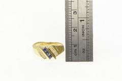 14K Yellow Gold Princess Cut Sapphire Diamond Accent Slanted Ring