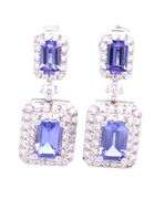 18kt White gold Tanzanite and diamond dangle earrings