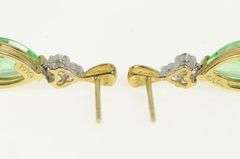 10K Yellow Gold Pear Green Sapphire Diamond Accent Stud Earrings