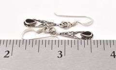 Lovely 925 Black Onyx Gemstone Dangle Earrings