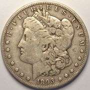 1893 Morgan Silver Dollar, Cleaned.