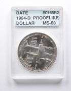 MS68 PL 1984-D Olympic Commemorative $1 Accugrade Collectible Slab