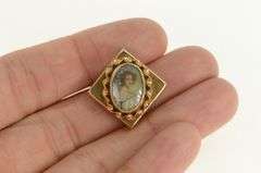 14K Yellow Gold Victorian Painted Lady Slide Bracelet Charm/Pendant