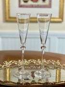Two Exquisite Handblown Hartland Glass Flutes by Simon Pearce Master Glassblowers USA