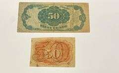 2 50 Cent Fractional Currency Notes