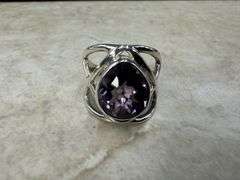 Sterling Silver Natural Gemstone Amethyst Ring Size 7