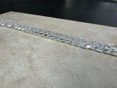 Sterling Silver 16mm Pave Double Curb Chain Cuban Link 925 Italy Bracelet 9"