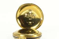 Black Enamel Fleur De Lis Rose Cut Diamond Pocket Watch