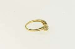 14K Yellow Gold Curved Graduated Petal CZ Wedding Band Ring