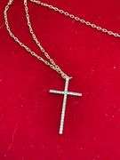 BRAND NEW 14K YELLOW GOLD DIAMOND CROSS NECKLACE