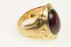 10K Yellow Gold Ornate Victorian Garnet Cabochon Statement Ring