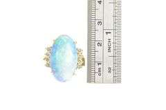 14K Yellow Gold Large Natural Opal Diamond Accent Cocktail Ring