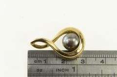 14K Yellow Gold 9.5mm Grey Pearl Twist Loop Pendant