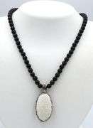 Black onyx beaded necklace with pendant