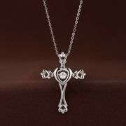Beautiful center created dancing diamond pendant in silver