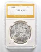 1882 Morgan Silver Dollar MS62 PGA