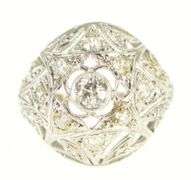 Platinum Art Deco 0.90 Ctw OEC Diamond Filigree Ring