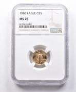MS70 1986 $5 American Gold Eagle 1/10 Oz Gold NGC