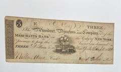 $ 3 Merchants Bank of NY March 1 1826 Note