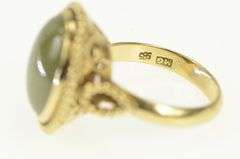 14K Yellow Gold Oval Jadeite Cabochon Vintage Statement Ring