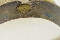 Sterling Silver 1950's Pearl Rhinestone Floral Bow Cuff Bracelet