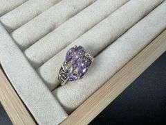 Sterling Silver Natural Gemstone Amethyst Ring Size 9