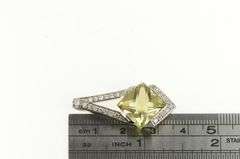 Sterling Silver Faceted Citrine Squared CZ Accent Drop Pendant