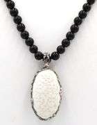 Black onyx beaded necklace with pendant