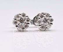 Dazzling 2.5 Ct VVs1 White E-F Fire Moissanite Cluster Earrings