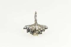 14K White Gold 1950's 3.61 Ctw Diamond Sapphire Cocktail Ring