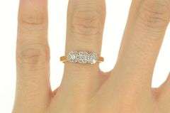 14K Yellow Gold 0.50 Ctw Diamond Flower Cluster Engagement Ring