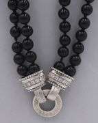 Judith Ripka crystal clasp with black onyx beaded necklace
