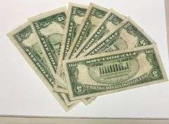 7 $5 Silver Certificates 1934 D Series.